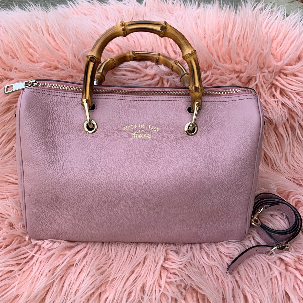 Gucci bamboo top handle Boston Satchel mauve - Picture 2 of 8